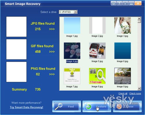 Smart Image Recovery恢复误删图片文件
